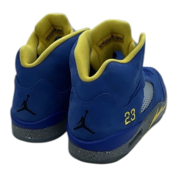Nike Air Jordan 5 V Retro Laney Blue Yellow Grey Suede CD2720-400 Mens Size 9 - Picture 5 of 7